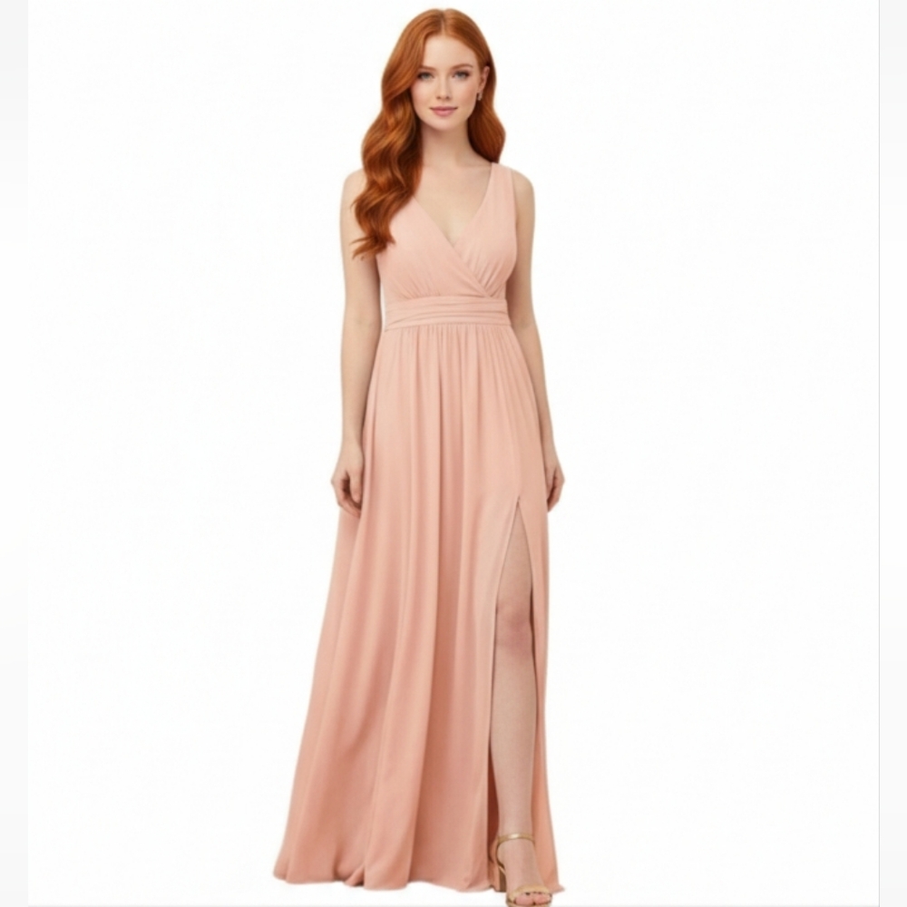 NWT Lulu's Thoughts of Hue Blush Surplice Deep V Maxi Dress